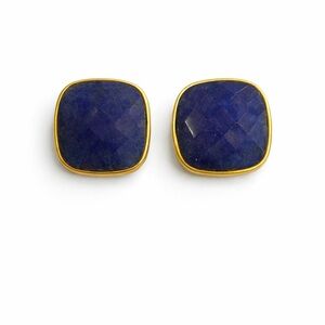 Gold Vermeil Sapphire Stud Earrings New